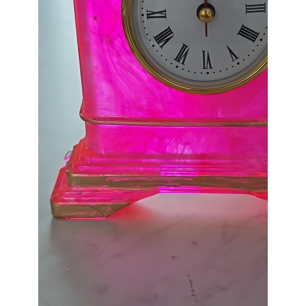 Handmade Resin Desk Clock Decoration Gift Pink Gold 732 - Picture 2 of 8